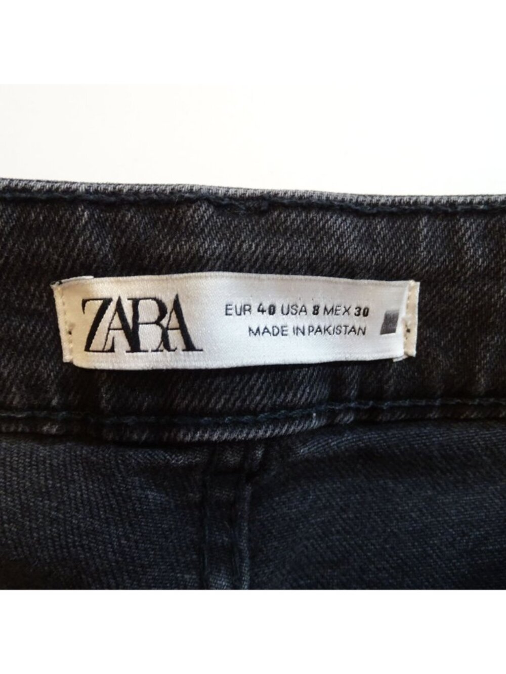 Zara Black Washed Boot Flare Jeans Women Size 8 High Rise Raw Hem Denim Grunge - Picture 5 of 10